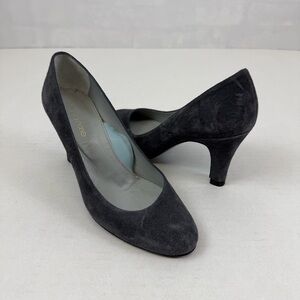 Sergio Rossi Black Suede Leather Sole Pumps Size 34.5 (US‎ 4.5)
